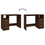 Bureau table poste de travail meuble d'ordinateur informatique étude avec tiroirs chêne 102 x 50 x 76 cm bois d'ingénierie brun 02_0023467