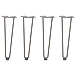 vidaXL Pieds en épingle à cheveux pour table basse 4 pièces Acier naturel 42 cm Acier massif
