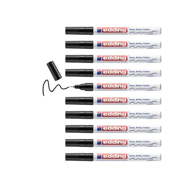 Marqueur Permanent Peinture brillante 780 Noir Pointe Extra Fine 0 8 mm x 10 EDDING