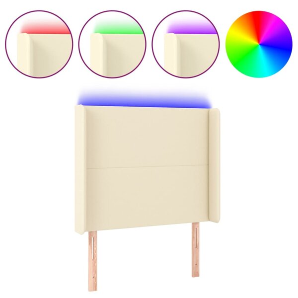 vidaXL Tête de lit à LED Crème 103x16x118/128 cm Similicuir