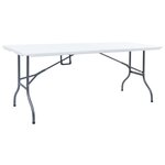 vidaXL Table pliable de jardin avec 2 bancs 180 cm Acier et PEHD Blanc