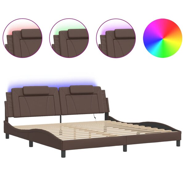 vidaXL Cadre de lit avec LED sans matelas marron 200x200 cm