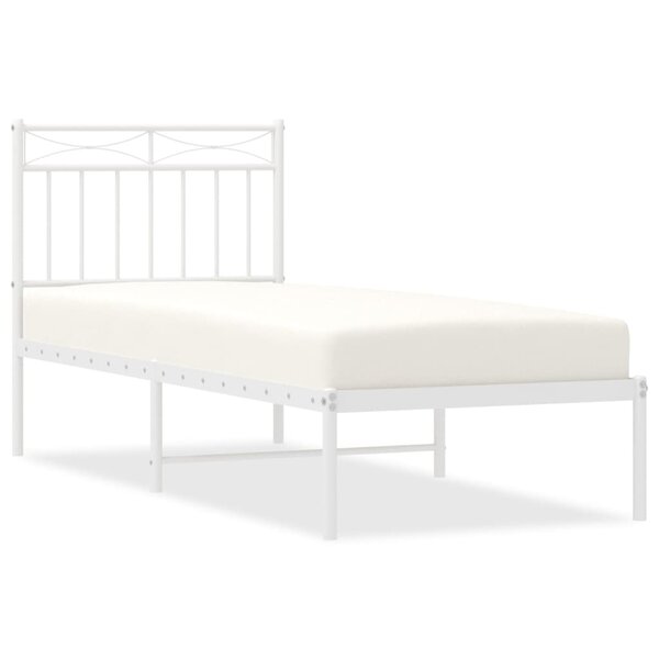 vidaXL Cadre de lit métal avec tête de lit blanc 80x200 cm