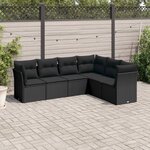 vidaXL Salon de jardin 6 Pièces avec coussins noir résine tressée