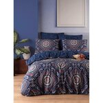 Parure de lit - housse de couette 220 x 240 + 2 taies d'oreiller 60 x 60  65  coton- Bleu