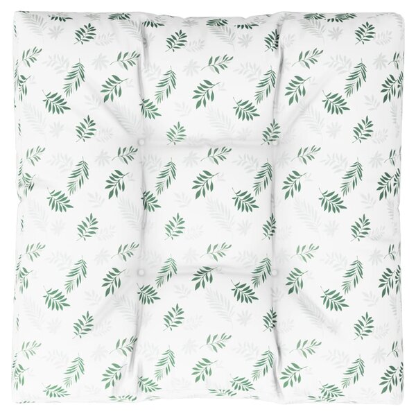 vidaXL Coussin de palette motif de feuilles 80x80x12 cm tissu
