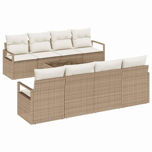 vidaXL Ensemble de canapé de jardin avec coussin 9 Pièces Beige et crème