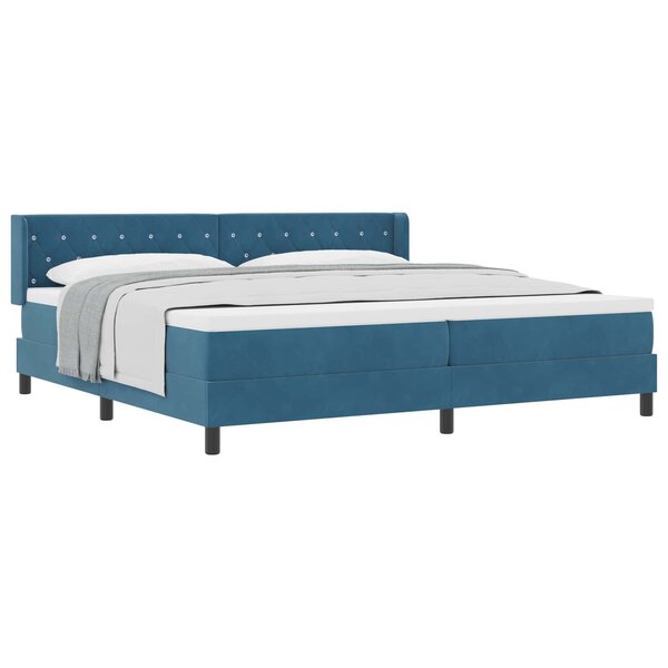 vidaXL Lit à ressorts avec tête de lit Bleu foncé 200 x 200 cm Velours