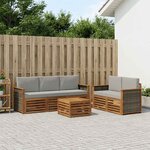 vidaXL Ensemble de canapés d'extérieur 6 pc Naturel et gris clair