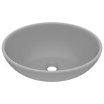 vidaXL Lavabo ovale de luxe Gris clair mat 40x33 cm Céramique