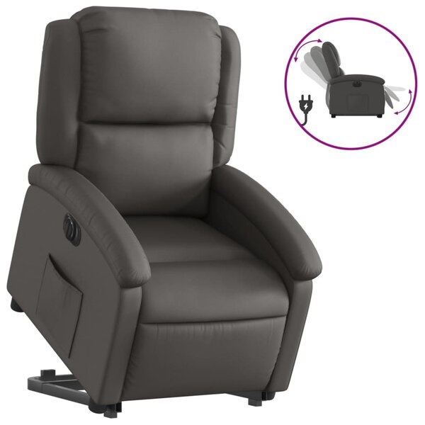 vidaXL Fauteuil inclinable électrique gris cuir véritable