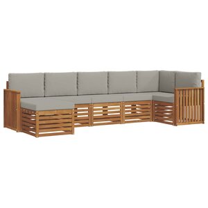 vidaXL Ensemble de canapés d'extérieur 7 pc Gris Naturel et Clair