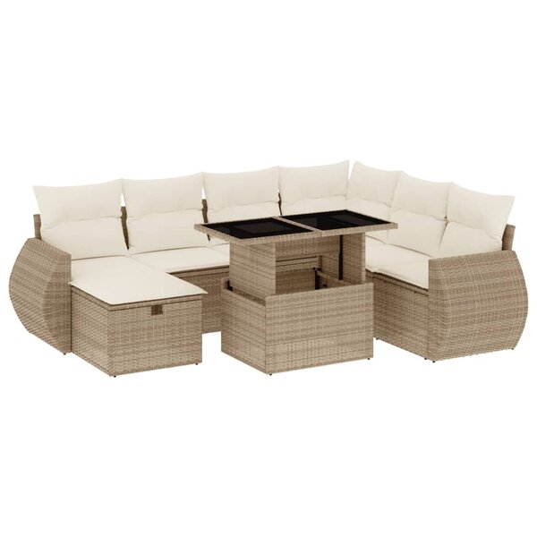 vidaXL Salon de jardin avec coussins 8 Pièces beige résine tressée