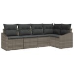vidaXL Ensemble de canapé de jardin 5 pièces avec coussins gris en polyrotin