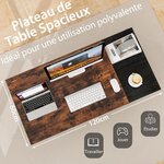 Bureau de 120 cm poste de travail informatique moderne avec 2 tiroirs crochet de suspension étagère de rangement marron rustique et noir 20_0007992