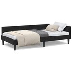 vidaXL Cadre de lit d'angle Noir 90 x 190 cm Velours et bois stratifié