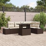 vidaXL Ensemble de canapé de jardin 6 Pièces Marron Poly rotin