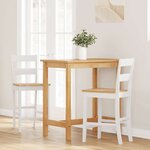 VidaXL Tabourets de bar 2 Pièces blanc bois massif d'hévéa