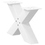 vidaXL Pieds de table basse en forme de X  2 pièces  blanc  50 x (30-31) cm  acier