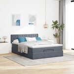 vidaXL Cadre de lit ottoman avec matelas gris foncé 140x190 cm velours