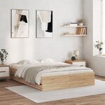 vidaXL Cadre de lit et tiroirs chêne sonoma 140x200 cm bois ingénierie