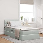 vidaXL Lit de Rangement Gris clair 90 x 200 cm Velours