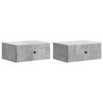 vidaXL Cabinet de chevet mural 2 pc Gris béton 49 x 34 5 x 20 cm