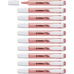 Surligneur de poche SWING COOL Pointe Biseautée 1 - 4 mm Rouge Orange x 10 STABILO