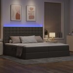 vidaXL Lit avec rangement et LED Taupe 200 x 200 cm Polyester