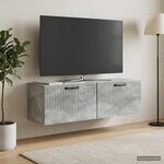 vidaXL Meuble TV mural Gris béton 98 x 31 x 30 cm Bois d'ingénierie