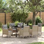 vidaXL Ensemble de salle à manger pour jardin 7 Pièces Beige Poly rotin