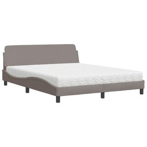 vidaXL Lit avec matelas Dover taupe 160x200 cm tissu