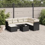 vidaXL Salon de jardin 8 Pièces avec coussins noir résine tressée