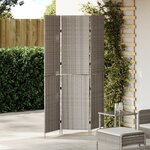 vidaXL Paravent 3 Panneaux Pliable Gris 147x180 cm Rattan Poly