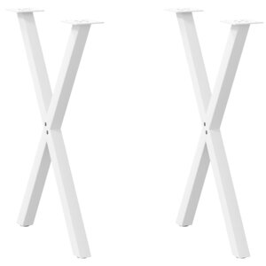 vidaXL Pieds de table à manger en forme de X  2 pièces  blanc  57 x (72-73) cm  acier