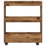 vidaXL Chariot de rangement étroit 3 niveaux vieux bois