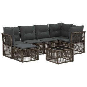 vidaXL Ensemble de canapé de jardin 7 Pièces Gris polyrotin