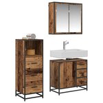 vidaXL Ensemble de mobilier de salle de bain 3 Pièces Bois Ancien