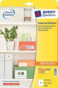 Universal-etiketten, 210 x 297 mm, 10 blatt avery zweckform