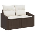 vidaXL Ensemble de Canapés de Jardin en 8 Pièces avec Coussins Marron Poly Rotin