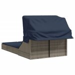 vidaXL Chaise longue double et auvent et coussins gris résine tressée