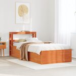 vidaXL Cadre de lit et tête de lit cire marron 100x200 cm bois de pin