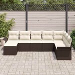 vidaXL Ensemble de canapé de jardin 8 Pièces Marron Poly rotin