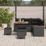 vidaXL Ensemble de canapé de jardin 8 Pièces Noir polyrotin