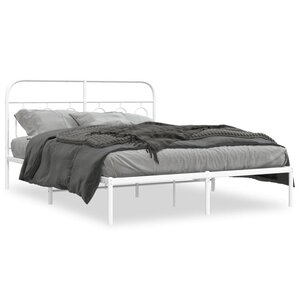 vidaXL Cadre de lit métal sans matelas et tête de lit blanc 150x200 cm