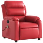 vidaXL Fauteuil de massage inclinable électrique rouge similicuir