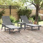 vidaXL Transat 3 Pièces Gris clair Polyéthylène
