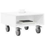 vidaXL Table d'appoint avec roues Blanc 50 5 x 50 x 30 cm