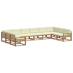 vidaXL Ensemble de canapés d'extérieur 10 pc Naturel et Crème