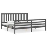 vidaXL Cadre de lit avec tête de lit gris 200x200 cm bois massif